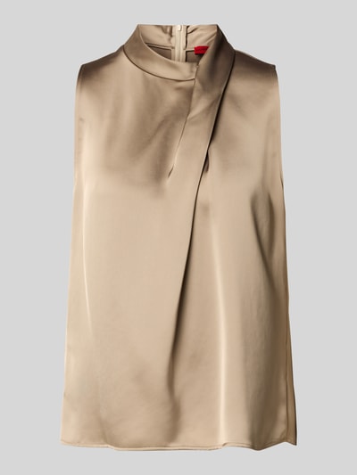 HUGO Relaxed Fit Blusentop aus Satin Modell 'CHELINA-1' Beige 2