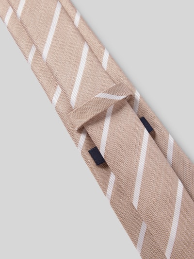 Produktfoto, Krawatte aus Seide-Leinen-Mix im Allover-Look (8 cm) von JOOP! Collection, fein strukturiertes Beige mit weißen Streifen, klassische Form, elegante Herren Krawatte
