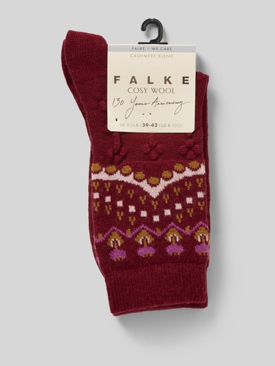 Falke Socken mit Kaschmir-Anteil und Strukturmuster Modell 'Specia' Bordeaux 3
