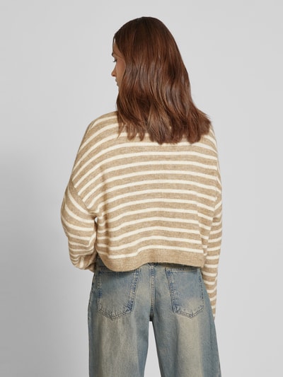 Only Korte gebreide pullover met col, model 'TALIO' Beige gemêleerd - 5