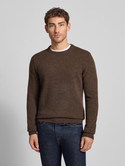 Casual Friday Gebreide pullover van wolmix, model 'KARL' Donkerbruin - 4