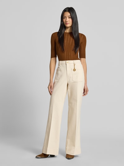 MICHAEL Michael Kors High Rise Bootcut Fit Stoffhose aus Baumwoll-Mix Offwhite 1