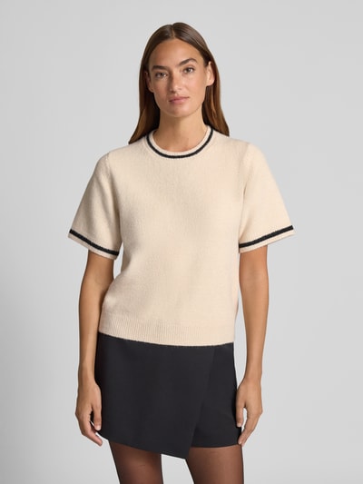 Neo Noir Bluzka z dzianiny z okrągłym dekoltem model ‘MAWINA’ Beżowy 4