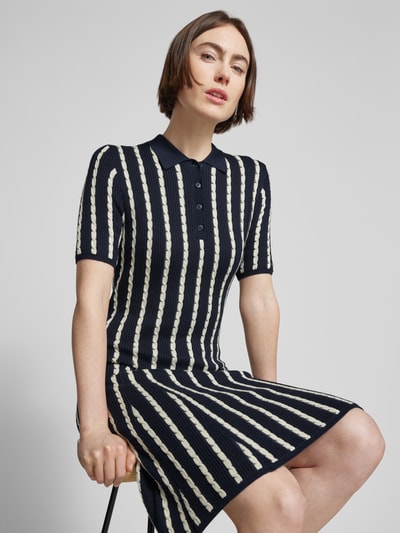 Tommy Hilfiger Knielanges Polokleid mit Streifenmuster Marine 3