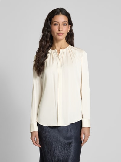 BOSS Slim Fit Bluse mit Raffungen Modell 'Banorah' Weiss 4