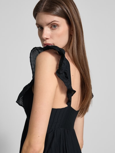 Mango Midikleid mit Volants und V-Ausschnitt Modell 'RAMONA' Black 3