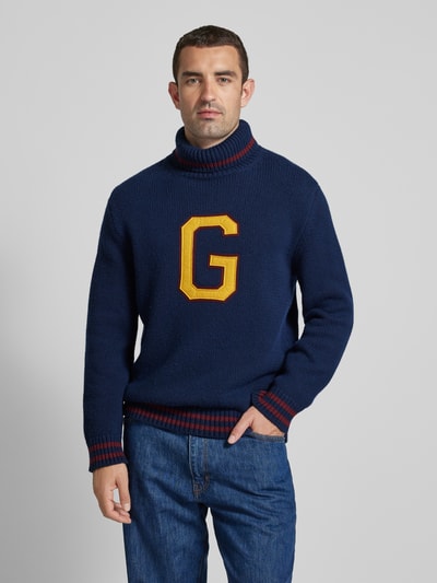 Gant Gebreide pullover met labelstatement Marineblauw - 4