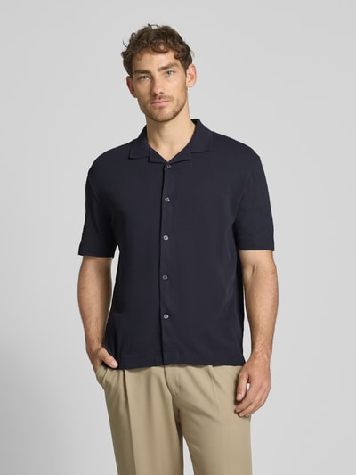 Marc O'Polo Regular Fit Poloshirt aus Baumwoll-Leinen-Mix Marine 4