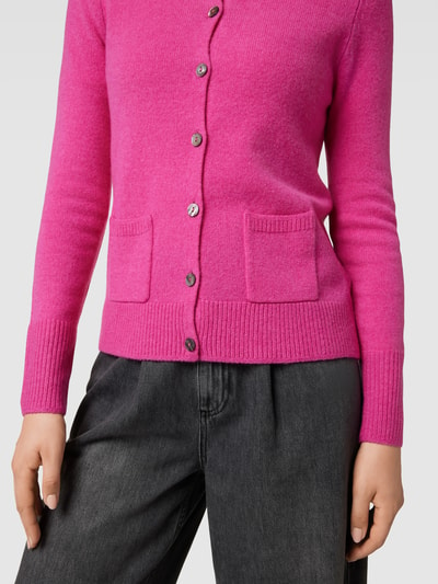 Christian Berg Woman Gebreid jack met knoopsluiting en steekzakken Fuchsia - 3