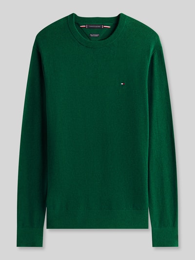 Tommy Hilfiger Sweter o kroju regular fit z mieszanki bawełny i kaszmiru Butelkowy zielony 2