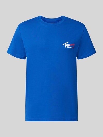 Produktfoto, Slim Fit T-Shirt aus reiner Baumwolle von Tommy Jeans in leuchtendem Blau mit kleinem Logo-Print auf der Brust, glatte Textur