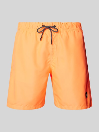 Shiwi Badehose mit Label-Patch Modell 'Mircopeach' Neon Orange 1