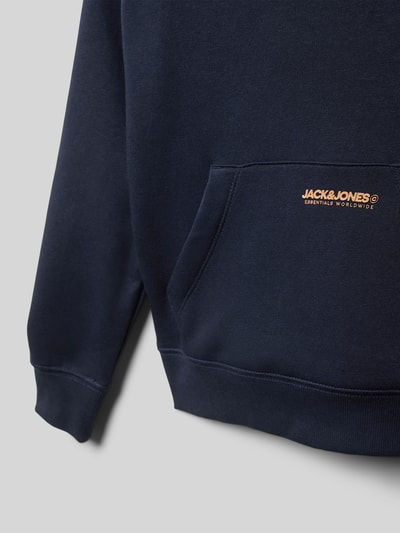 Jack & Jones Bluza o luźnym kroju z kapturem i kieszenią kangurką model ‘ELEGACY’ Granatowy 2