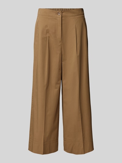 Luisa Cerano Culotte mit Bügelfalten in unifarbenem Design Khaki 2