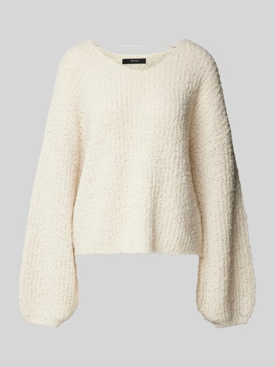 Vero Moda Oversized Strickpullover mit V-Ausschnitt Modell 'JULIETTE' Offwhite 2