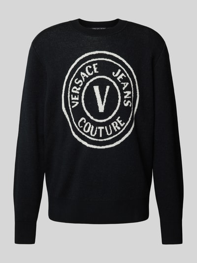 Versace Jeans Couture Pullover mit Label-Stitching und Rundhalsausschnitt Black 2