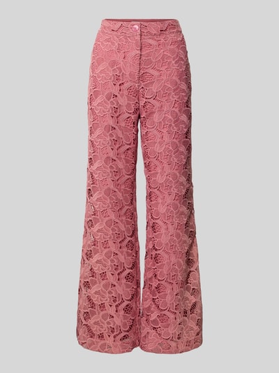 Productfoto, Stoffhose aus Spitze met steekzakken van Jake*s Collection, roze kant, straight fit, knoop- en ritssluiting, Franse steekzakken, taillewijdte 36 cm, binnenbeenlengte 83 cm