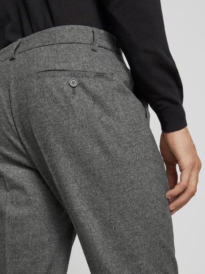 BOSS Slim fit pantalon met persplooien, model 'Genius' Middengrijs - 3