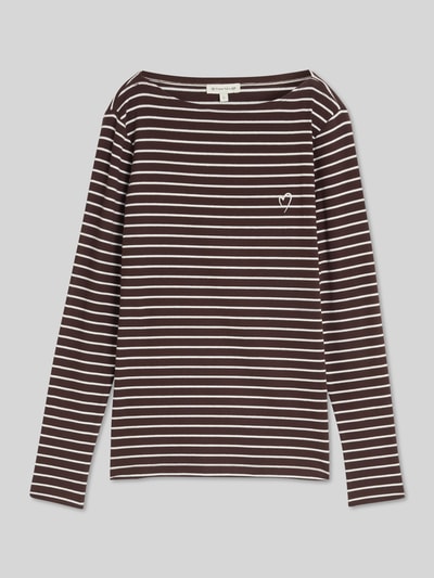 Tom Tailor Regular Fit Langarmshirt aus Baumwoll-Mix Dunkelbraun 2