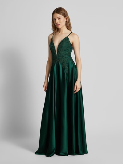 Luxuar Abendkleid mit Strasssteinbesatz Dunkelgruen 1