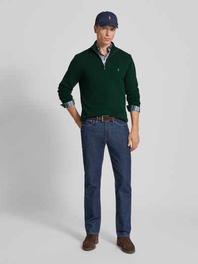 Polo Ralph Lauren Gebreide pullover van wol met opstaande kraag en ritssluiting Donkergroen - 1