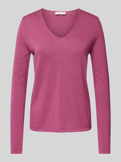 Tom Tailor Regular Fit Strickpullover mit V-Ausschnitt Pink 2