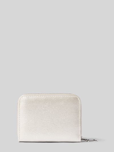 Productfoto, Portemonnaie met Logo-Detail van Seidenfelt in licht zilver met structuurpatroon, hoofdvak met ritssluiting, ritsvak binnenin