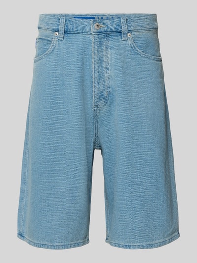 Produktfoto, Loose Fit Jeansshorts aus reiner Baumwolle Modell 'MASON' von Hugo Blue in Denim-Optik, 5-Pocket-Design, Label-Patch.