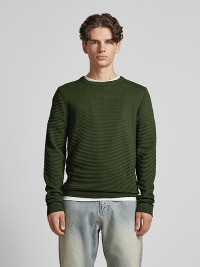 Jack & Jones Strickpullover mit Rundhalsausschnitt Modell 'OTTO' Dunkelgruen 4