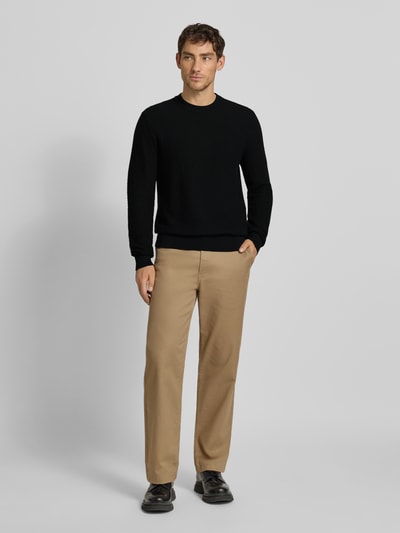 BOSS Regular fit gebreide pullover van puur katoen, model 'IMBERTO' Zwart - 1
