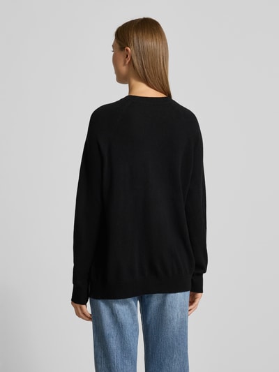 0039 Italy Gebreide pullover van kasjmiermix met raglanmouwen, model 'NIKITA' Zwart - 5