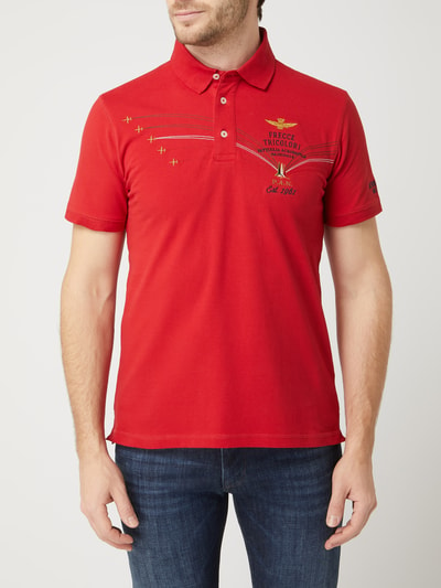 Aeronautica Militare Slim fit poloshirt van piqué Rood - 4