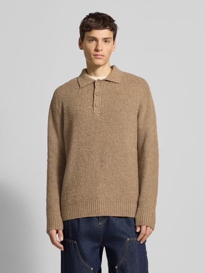 Only & Sons Relaxed Fit Strickpolo aus Baumwoll-Mix Modell 'DALE LIFE' Hellbraun 4