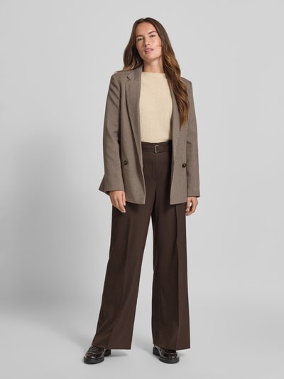 Raffaello Rossi Straight fit bandplooibroek met riem Donkerbruin - 1