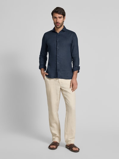 JOOP! Collection Slim Fit Leinenhemd mit Haifischkragen Marine 1