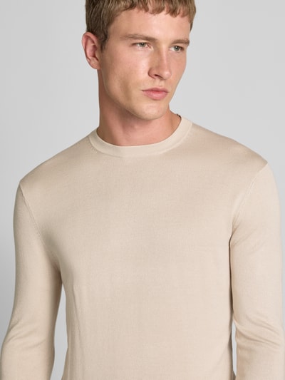 Only & Sons Regular Fit Strickpullover aus Viskose-Mix Modell 'WYLER' Beige 3