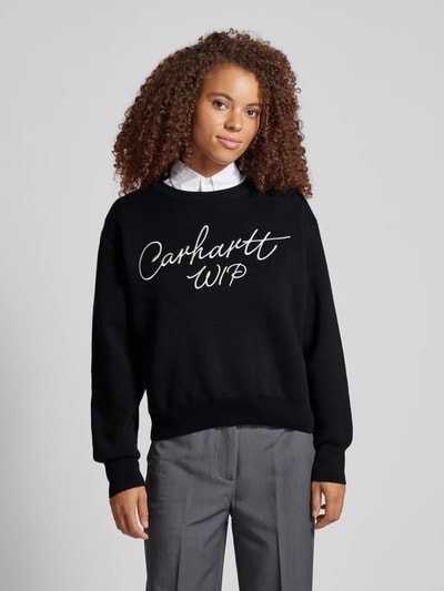 Carhartt Work In Progress Gebreide pullover met labelstitching Zwart - 4