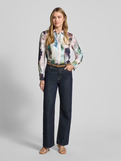 Christian Berg Woman Selection Regular fit overhemdblouse van satijn met blinde knoopsluiting Marineblauw - 1