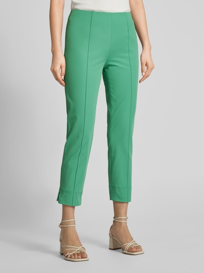 SEDUCTIVE Slim fit capribroek met vaste persplooien Groen - 4