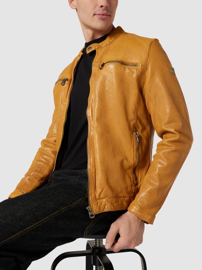 Gipsy Lederjacke mit Label-Patch Modell 'GMBALTON' Hellgelb 3