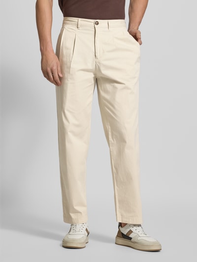 Edwin Straight leg broek met bandplooien, model 'SORREN' Offwhite - 4