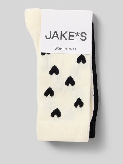 Jake*s Casual Socken mit geripptem Abschluss im 2er-Pack Offwhite 3