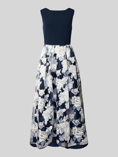 Christian Berg Cocktail Abendkleid mit Rundhalsausschnitt und rückseitigem Reißverschluss Marine Melange 2