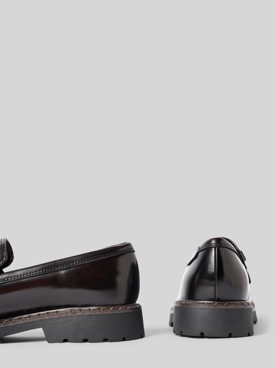Productfoto, zwarte loafers met labelprint van Tamaris, glad leer met grove zool, Dames Loafer van Tamaris
