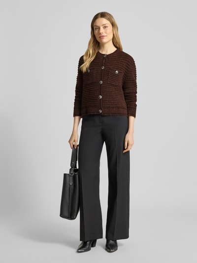 Gestuz Gebreid jack met knoopsluiting, model 'cleana' Donkerbruin - 1