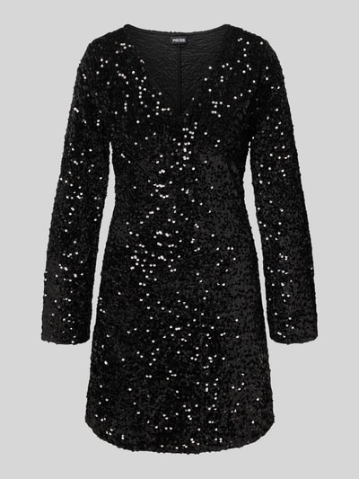 Pieces Sukienka mini cekinowa z aksamitu model ‘KAM’ Czarny 2