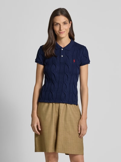 Polo Ralph Lauren Regular fit poloshirt met kabelpatroon en logostitching Marineblauw - 4