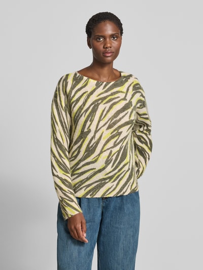 Brax Gebreide pullover met boothals, model 'STYLE.LISA' Neon groen - 4