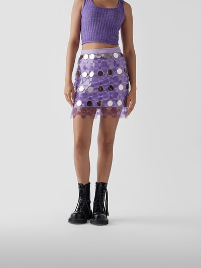 Paco Rabanne Minirock mit Paillettenbesatz Lila 4