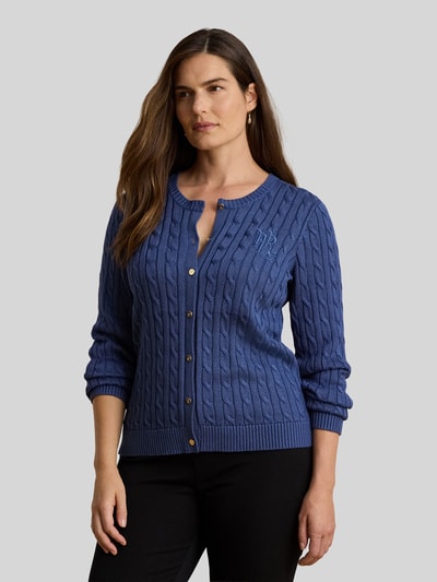 Lauren Ralph Lauren Regular Fit Strickjacke aus reiner Baumwolle mit Logo-Stitching Blau 6